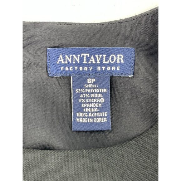 Ann Taylor Women's Black Sleeveless Wool Blend A Line Career Dress Size 8P - Picture 9 of 16